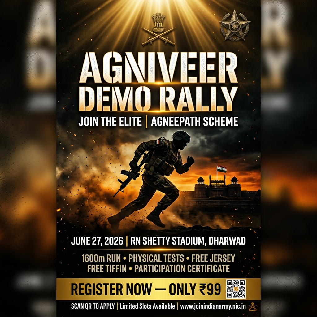 Agniveer Demo Rally โ June 27 at RN Shetty Stadium Dharwad